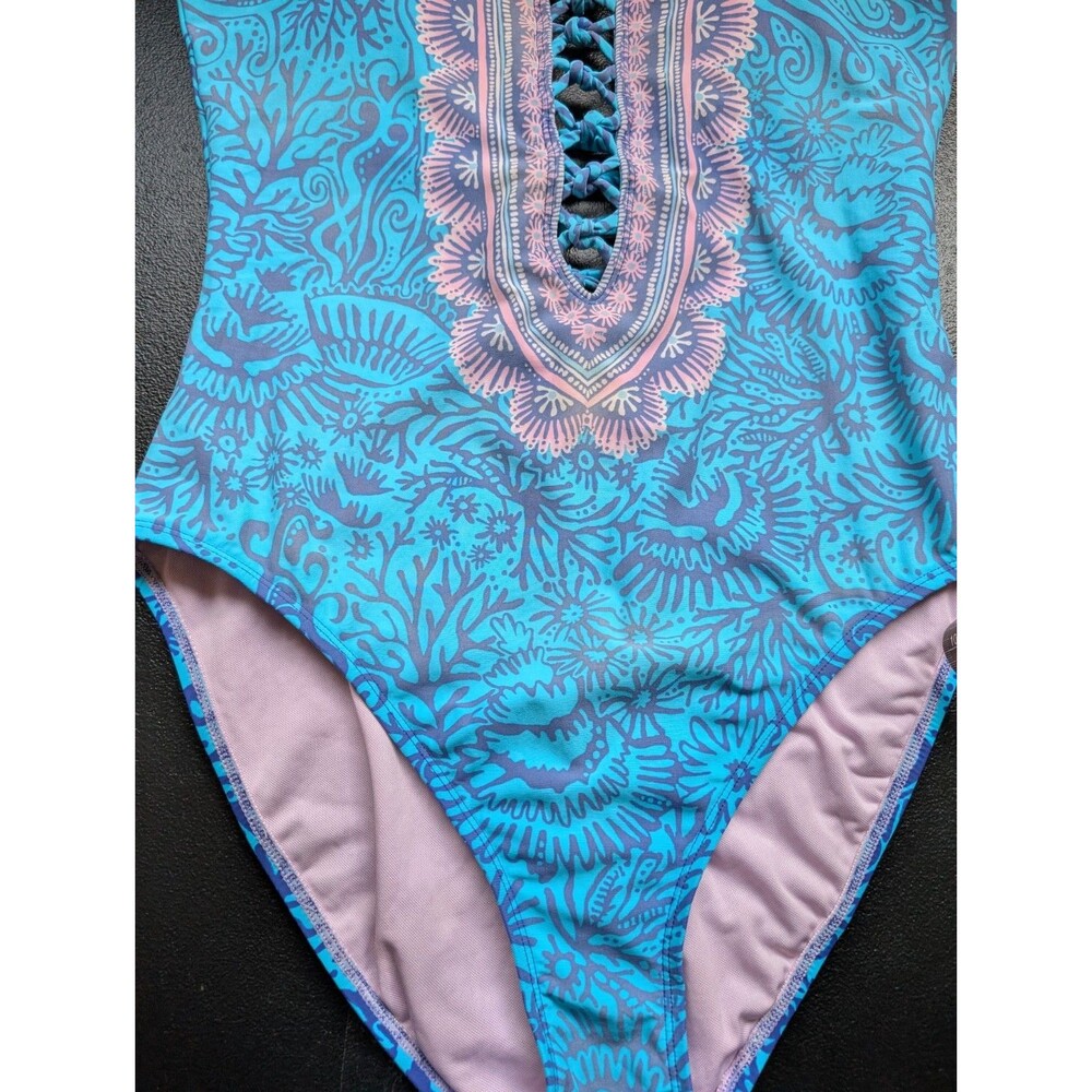 Lilly Pulitzer Lattice One Piece Swimsuit Boho Preppy Beach Vacation Size 12 - Picture 11 of 15